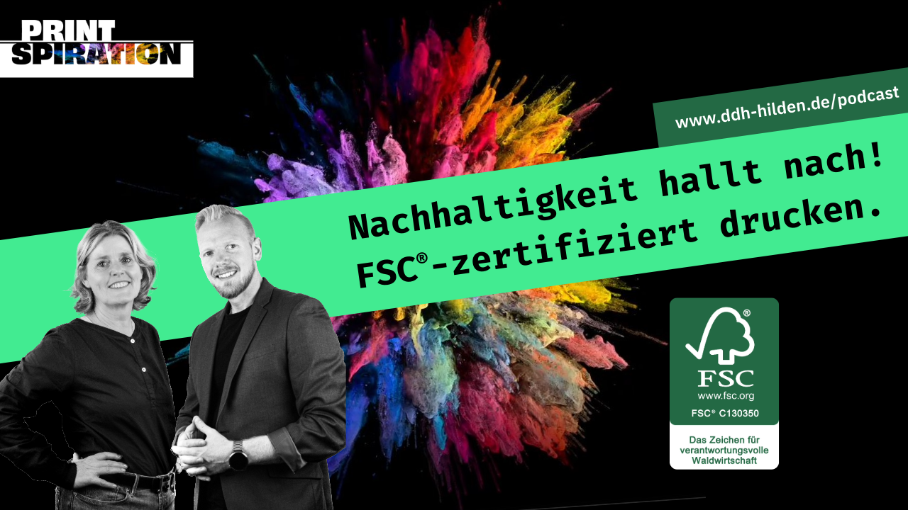 Youtube Thumbnail mit Bigi und Felix. Thema FSC©-zertifiziert drucken.